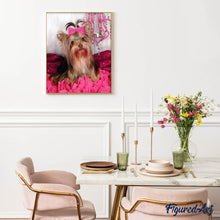 Charger l'image dans la galerie, Broderie Diamant - Chien et fond rose