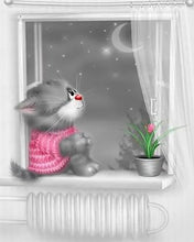 Charger l'image dans la galerie, Broderie Diamant | Broderie Diamant - Chaton au Clair de Lune | animaux Broderie Animaux chats | FiguredArt
