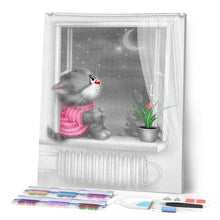 Charger l'image dans la galerie, Broderie Diamant | Broderie Diamant - Chaton au Clair de Lune | animaux Broderie Animaux chats | FiguredArt