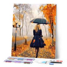 Charger l'image dans la galerie, Broderie Diamant - Femme sous la Pluie 40x50cm toile tendue sur châssis