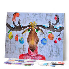 Charger l'image dans la galerie, Broderie Diamant Elan et boules de Noël animaux rennes et biches | FiguredArt