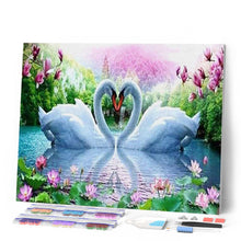 Charger l'image dans la galerie, Broderie Diamant | Broderie Diamant - Cygnes dAmour | animaux Broderie Animaux cignes oiseaux | FiguredArt