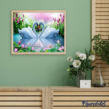 Charger l'image dans la galerie, Broderie Diamant | Broderie Diamant - Cygnes dAmour | animaux Broderie Animaux cignes oiseaux | FiguredArt