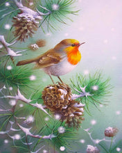 Charger l'image dans la galerie, Broderie Diamant Petit oiseau et pommes de pin animaux oiseaux | FiguredArt