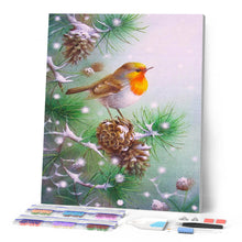 Charger l'image dans la galerie, Broderie Diamant Petit oiseau et pommes de pin animaux oiseaux | FiguredArt