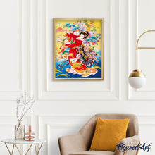 Charger l'image dans la galerie, Broderie Diamant Japonaise en habits traditionnels femmes Broderie Fleurs fleurs | FiguredArt