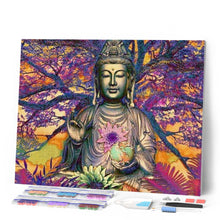 Charger l'image dans la galerie, Broderie Diamant Statue de Bouddha devant un grand arbre religion paysages | FiguredArt