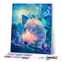 Charger l'image dans la galerie, Broderie Diamant Petit Chat Curieux et fleur magique animaux chats | FiguredArt