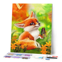 Charger l'image dans la galerie, Broderie Diamant | Broderie Diamant - Petit Renard et Papillon | animaux Broderie Animaux papillons renards | FiguredArt