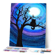 Charger l'image dans la galerie, Broderie Diamant Chat la nuit sur une Branche animaux chats | FiguredArt