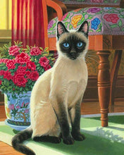 Charger l'image dans la galerie, Broderie Diamant Chat aux yeux Bleus animaux chats | FiguredArt