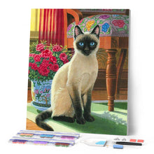 Charger l'image dans la galerie, Broderie Diamant Chat aux yeux Bleus animaux chats | FiguredArt