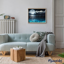 Charger l'image dans la galerie, Broderie Diamant | Broderie Diamant - Pleine Lune et Reflets sur Mer | Broderie Paysages paysages | FiguredArt