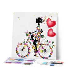 Charger l'image dans la galerie, Broderie Diamant | Broderie Diamant - Vélo en Fleurs | Broderie Fleurs fleurs | FiguredArt