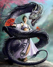 Charger l'image dans la galerie, Broderie Diamant | Broderie Diamant - Femme Dragon | animaux Broderie Animaux dragons | FiguredArt