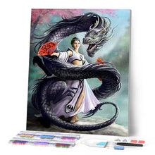 Charger l'image dans la galerie, Broderie Diamant | Broderie Diamant - Femme Dragon | animaux Broderie Animaux dragons | FiguredArt