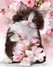Charger l'image dans la galerie, Broderie Diamant | Broderie Diamant - Chat et Fleurs | animaux Broderie Animaux chats fleurs | FiguredArt