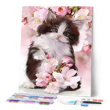Charger l'image dans la galerie, Broderie Diamant | Broderie Diamant - Chat et Fleurs | animaux Broderie Animaux chats fleurs | FiguredArt