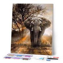 Charger l'image dans la galerie, Broderie Diamant - Eléphant dans la Savane 40x50cm toile tendue sur châssis