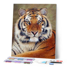 Charger l'image dans la galerie, Broderie Diamant - Regard de Tigre 40x50cm toile tendue sur châssis