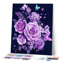 Charger l'image dans la galerie, Broderie Diamant | Broderie Diamant - Fleurs et Papillons en Violet | animaux Broderie Animaux Broderie Fleurs fleurs papillons | FiguredArt