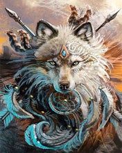 Charger l'image dans la galerie, Broderie Diamant | Broderie Diamant - Loup Guerrier | animaux Broderie Animaux lapins loups | FiguredArt
