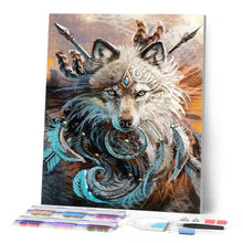Charger l'image dans la galerie, Broderie Diamant | Broderie Diamant - Loup Guerrier | animaux Broderie Animaux lapins loups | FiguredArt
