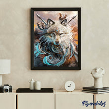 Charger l'image dans la galerie, Broderie Diamant | Broderie Diamant - Loup Guerrier | animaux Broderie Animaux lapins loups | FiguredArt