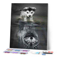Charger l'image dans la galerie, Broderie Diamant - Chien et Reflet de Loup 40x50cm toile tendue sur châssis