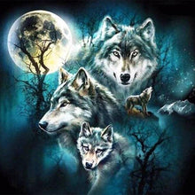 Charger l'image dans la galerie, Broderie Diamant | Broderie Diamant - Loups et Pleine Lune | animaux Broderie Animaux lapins loups | FiguredArt