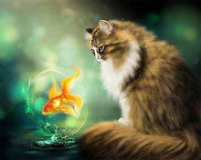 Charger l'image dans la galerie, Broderie Diamant | Broderie Diamant - Chat et Poisson Rouge | animaux Broderie Animaux chats poissons | FiguredArt