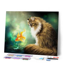 Charger l'image dans la galerie, Broderie Diamant | Broderie Diamant - Chat et Poisson Rouge | animaux Broderie Animaux chats poissons | FiguredArt
