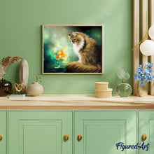 Charger l'image dans la galerie, Broderie Diamant | Broderie Diamant - Chat et Poisson Rouge | animaux Broderie Animaux chats poissons | FiguredArt