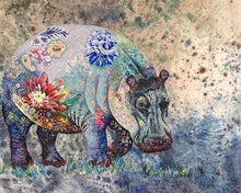 Charger l'image dans la galerie, Broderie Diamant | Broderie Diamant - Hippopotame en Fleurs | animaux Broderie Animaux Broderie Fleurs fleurs | FiguredArt