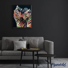 Charger l'image dans la galerie, Broderie Diamant - Couple de Zèbres 40x50cm toile tendue sur châssis