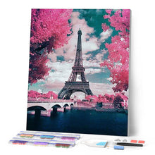 Charger l'image dans la galerie, Broderie Diamant | Broderie Diamant - Tour Eiffel en Fleurs | Broderie Romantique Broderie Ville fleurs romantique ville | FiguredArt