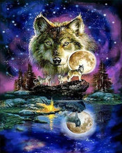 Charger l'image dans la galerie, Broderie Diamant | Broderie Diamant - Loups et Ciel Lunaire | animaux Broderie Animaux lapins loups | FiguredArt