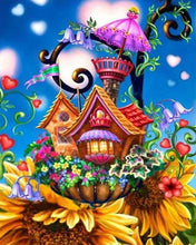 Charger l'image dans la galerie, Broderie Diamant | Broderie Diamant - Chateau sur Tournesols | Broderie Fleurs chateaux fleurs | FiguredArt