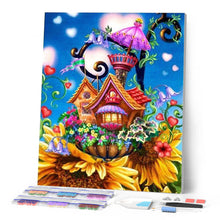 Charger l'image dans la galerie, Broderie Diamant | Broderie Diamant - Chateau sur Tournesols | Broderie Fleurs chateaux fleurs | FiguredArt