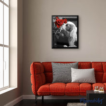 Charger l'image dans la galerie, Broderie Diamant | Broderie Diamant - Chien et Rose | animaux Broderie Animaux Broderie Fleurs chiens fleurs | FiguredArt