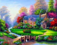 Charger l'image dans la galerie, Broderie Diamant | Broderie Diamant - Maison de Campagne Fleurie | Broderie Paysages paysages | FiguredArt