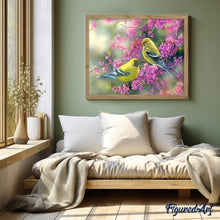 Charger l'image dans la galerie, Broderie Diamant | Broderie Diamant - Oiseaux sur Branche fleurie | animaux Broderie Animaux oiseaux | FiguredArt