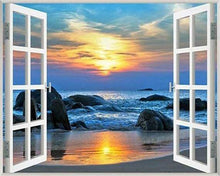 Charger l'image dans la galerie, Broderie Diamant | Broderie Diamant - Fenêtre Vue Mer | Broderie Paysages paysages | FiguredArt