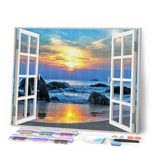 Charger l'image dans la galerie, Broderie Diamant | Broderie Diamant - Fenêtre Vue Mer | Broderie Paysages paysages | FiguredArt