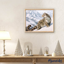 Charger l'image dans la galerie, Broderie Diamant | Broderie Diamant - Guépard des neiges | animaux Broderie Animaux hiver | FiguredArt