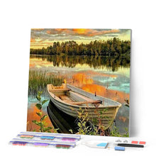 Charger l'image dans la galerie, Broderie Diamant | Broderie Diamant - Barque sur Lac | bateaux Broderie Bateaux | FiguredArt