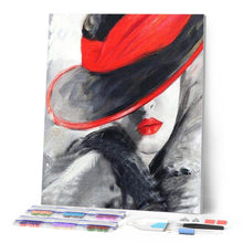 Charger l'image dans la galerie, Broderie Diamant | Broderie Diamant - Femme au chapeau Rouge | Broderie Romantique romantique | FiguredArt