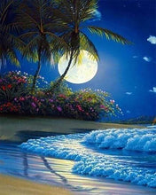 Charger l'image dans la galerie, Broderie Diamant | Broderie Diamant - Pleine Lune en bord de mer | Broderie Romantique romantique | FiguredArt
