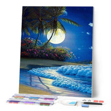 Charger l'image dans la galerie, Broderie Diamant | Broderie Diamant - Pleine Lune en bord de mer | Broderie Romantique romantique | FiguredArt