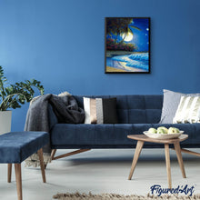 Charger l'image dans la galerie, Broderie Diamant | Broderie Diamant - Pleine Lune en bord de mer | Broderie Romantique romantique | FiguredArt